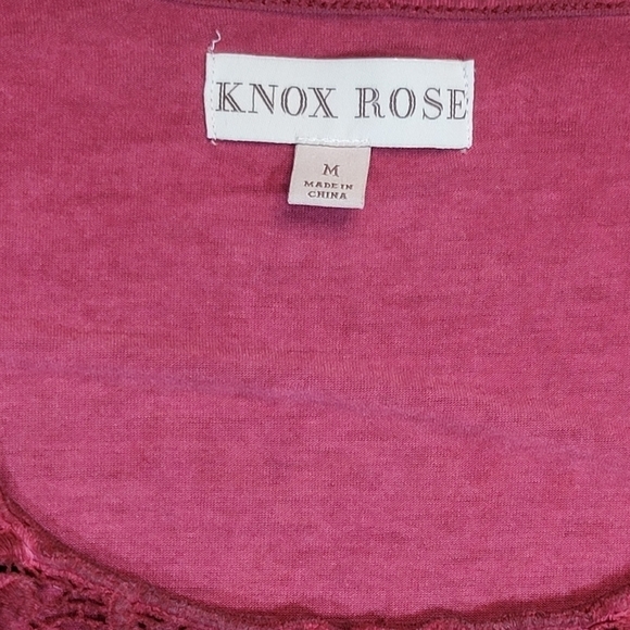 Knox Rose red long sleeve open crochet blouse size medium - Picture 2 of 7